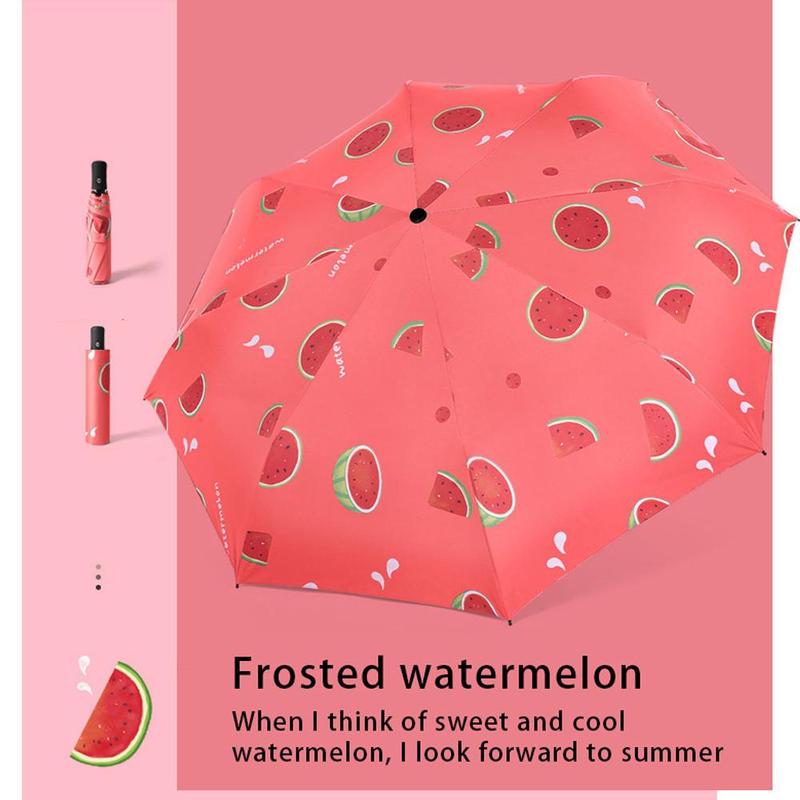 1 Piece Cartoon Fruit Pattern Automatic Umbrella, Portable 8-rib Raining Umbrella, Foldable UV Protection Umbrella for Outdoor Girls Women