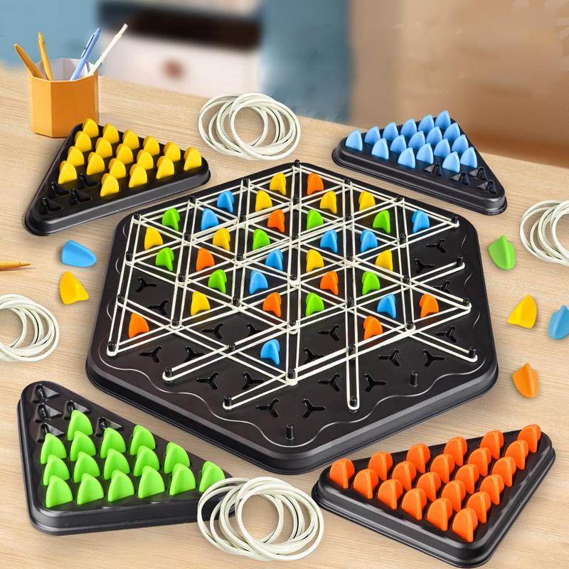 Triangle Chess Game, 1 Set Trigger Rubber Belt Game, Desktop Interactive Game, Party Leisure Interactive Game Props, Birthday Gift