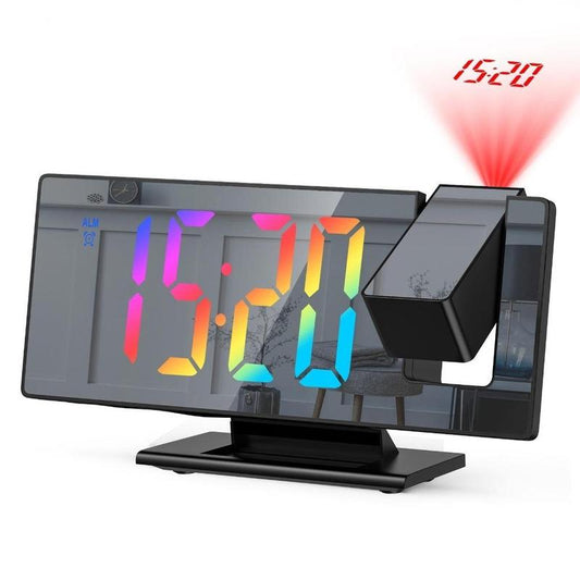 180¡ã Arm Projection Alarm Clock, USB Plug-in Digital Alarm Clock, Snooze Table Clock, 12/24H Projector LED Clock, Home Decor