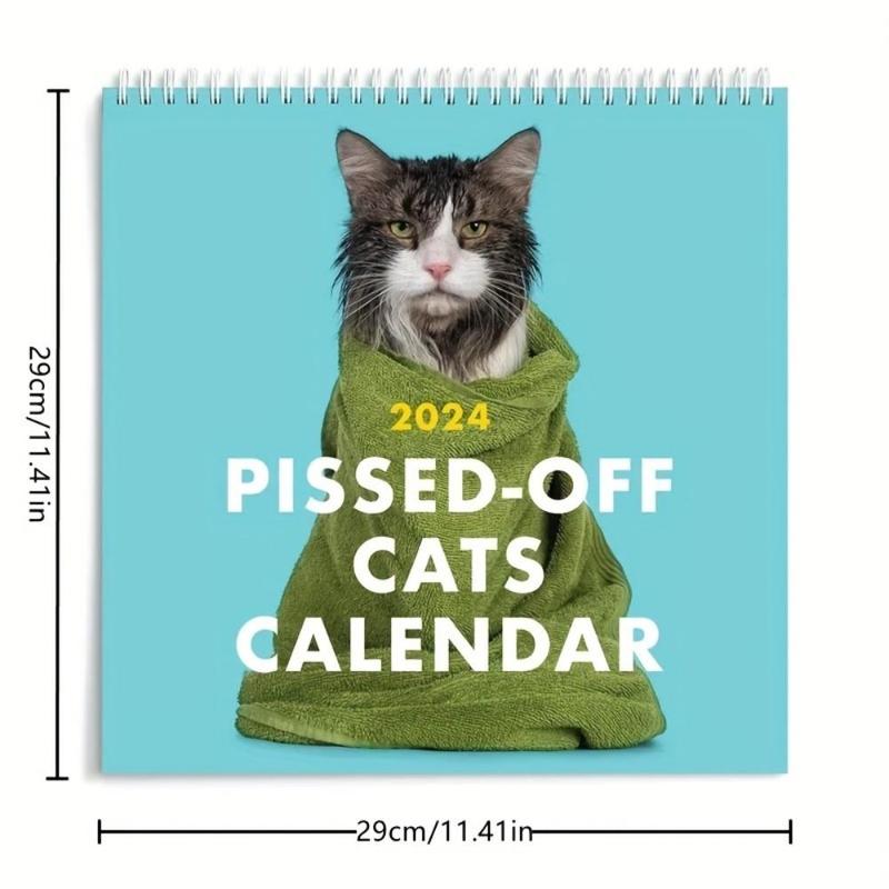 Personality Cats Design Calendar for Mean Girls Decorations, 1 Count Creative Paper Calendar, Funny Sassy Holiday Gift for Cat Lovers