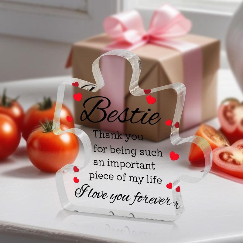 Puzzle Design Acrylic Plaque, 1 Count Thank You Gift for Bestie, Best Heartwarming Gift for Bestie, Desk Decoration Plaque