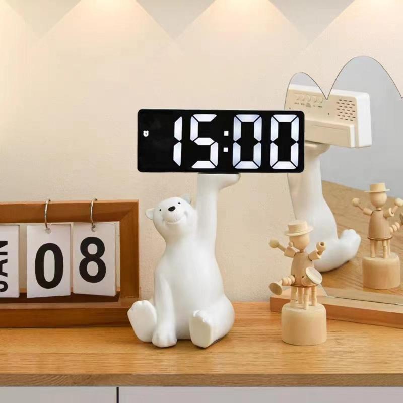 Back to School Season LED Electronic Alarm Clock without Battery, LED Lights Modern Simple Mirror Clock, Desk Clock for Home Office