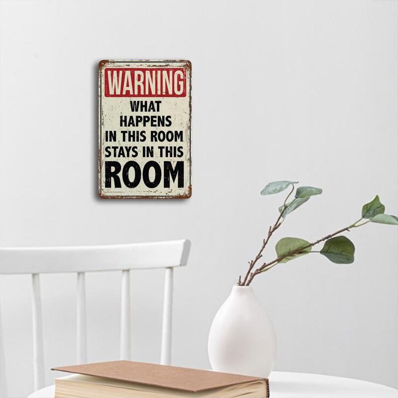 Metal Tin Sign, 1 Count Letter Pattern Wall Art Warning Sign for Home Living Room Bedroom Decoration, Home Decor 2025