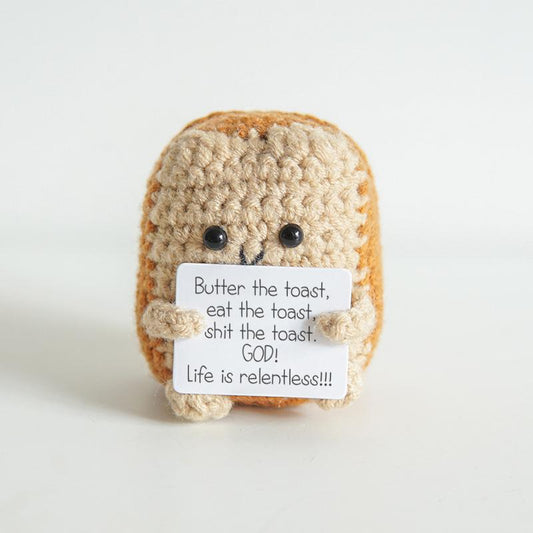 Positive Toast, Funny Birthday Gifts Knitted Toast with Positive Card Funny Decor Positive Toast Crochet for Encouragement Gifts for Friends Filmaly