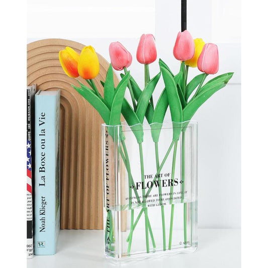 Book Vase , Book Lovers Gifts, Aesthetic Room Decor Cute Flower Vase & Must-Have for Home, Bookshelf, Bedroom & Office Decor for Women Like Mothers Day (Clear)