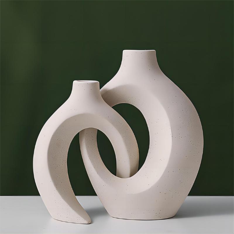 European Style Ceramic Vase Combination, 2pcs/set Creative Minimalist Design Vase, Decorative Ornament for Home Living Room Office