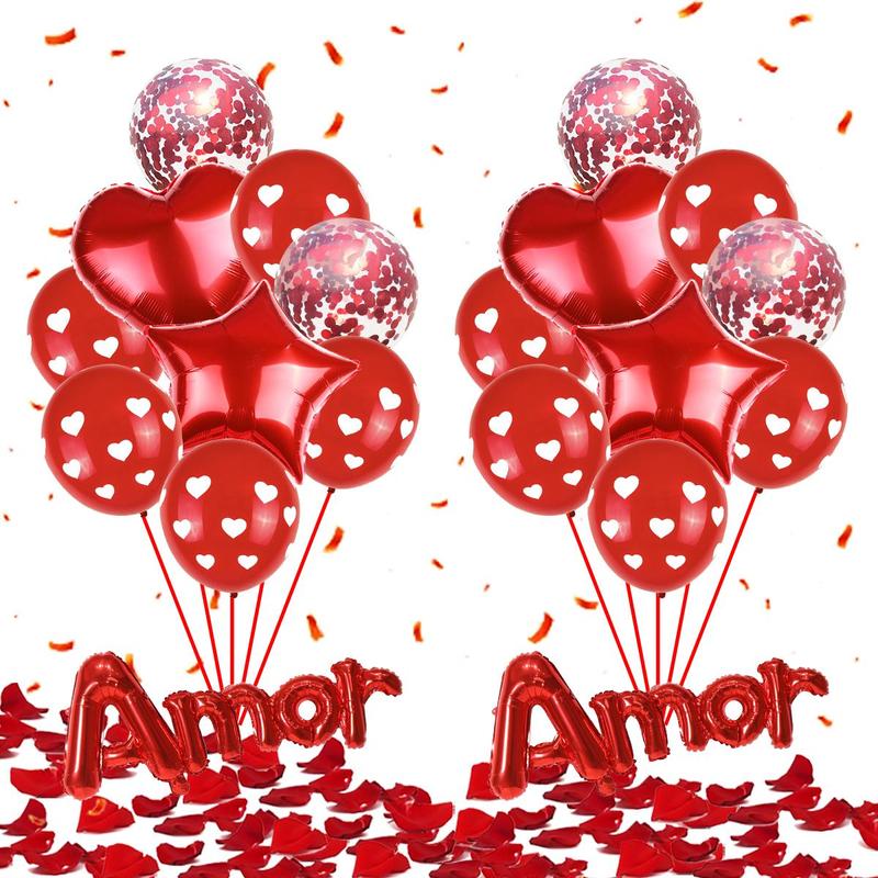 Romantic Valentine's Day Decor, 21pcs Valentine's Day Balloon Set, Letter & Heart Balloon Set, Exquisite Balloon Decoration For Weddings & Parties, Super Bowl Party Decor Supplies, Mean Girls Decorations