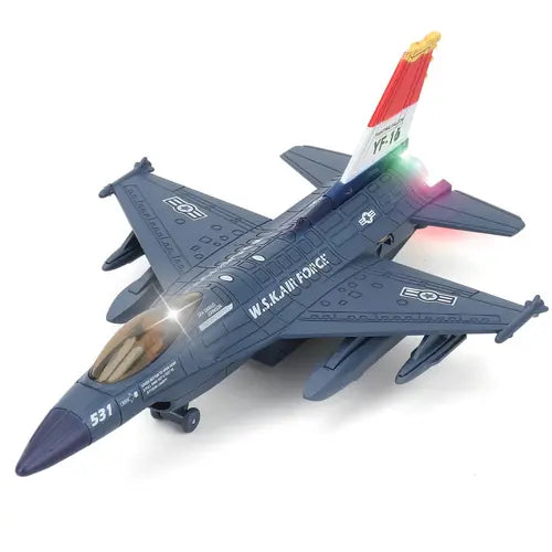 Alloy Fighter Jet Military Plane Model Toys with Sound & Light & Pull Back, Kids Gift for Boys and Girls