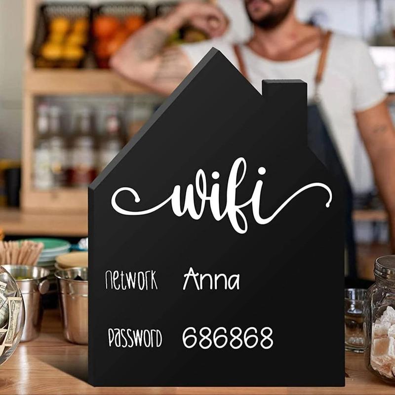 Wifi Password Sign & Erasable Pen Set, 1 Set Creative Wooden Wifi Password Sign with Pen, Decor Ornaments for Home Business Center