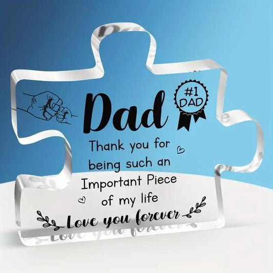 Clear Puzzle Shaped Ornament, Creative Acrylic Plaque, Decorative Gift for Dad, Gift for Dad, Home Decor