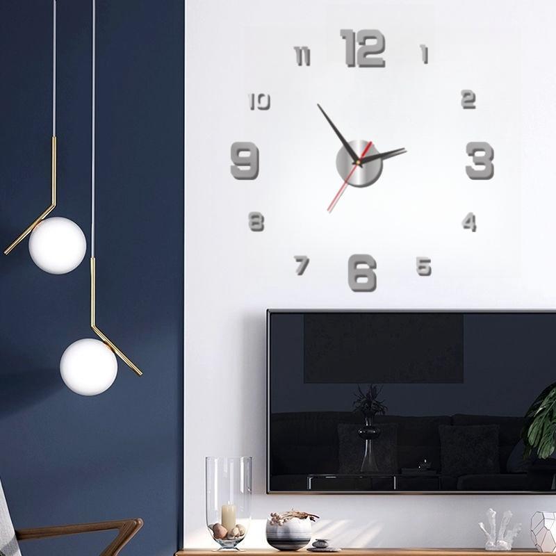 Wall Mounted Clock, DIY Frameless Wall Clock, Modern Design Wall Clock for Home Living Room Bedroom Decor [Battery Required, without Battery]