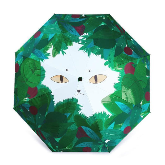 Cute Cat Pattern Umbrella, Folding Umbrella for Men & Women, Sunny and Rain Dual-use Umbrella for Outdoor Use