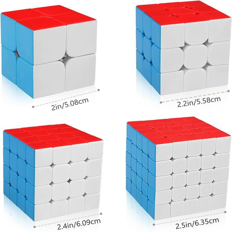 Cube Toy Kit, 4 Counts/set Colorful Cube Toy, 2x2, 3x3,?4x4, 5x5, Develop Intelligence,?Easy Turning and Smooth Play, Enhances Hands-on Ability