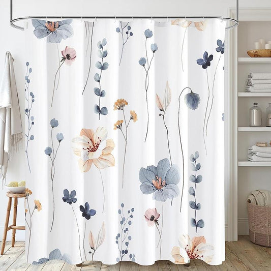 Print Shower Curtain (1 Piece), Waterproof Bathroom Curtain With 12pcs Hooks, Decorative Curtain For Bathroom