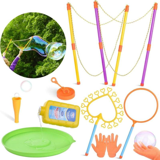 10PCS Mega Giant Bubble Wand Set with Bubble Solution for Boys Girls Swimming Pool Party Favors Beach Outings