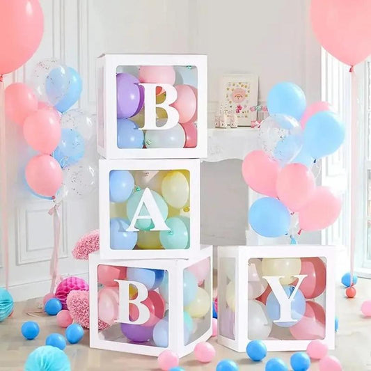 4pcs/set Baby Shower Balloon Box without Balloon, Aesthetic Empty Balloon Block, DIY Creative Balloon Box for Party Decoration