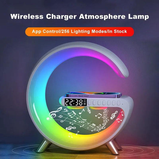 Multifunctional Wireless Charger Alarm Clock Speaker APP RGB Light Fast Charging Station for iPhone 11 12 13 14 Samsung