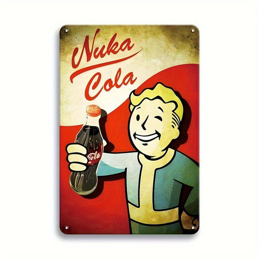 Nuka Cola Vault Boy Vintage Metal Sign, Iron Constructed Game Themed Tin Wall Art, Retro Home Decor for Thanksgiving, Easter, Christmas, Graduation, Back to School - 8x12 inches Advertising Poster Replica for Gamers