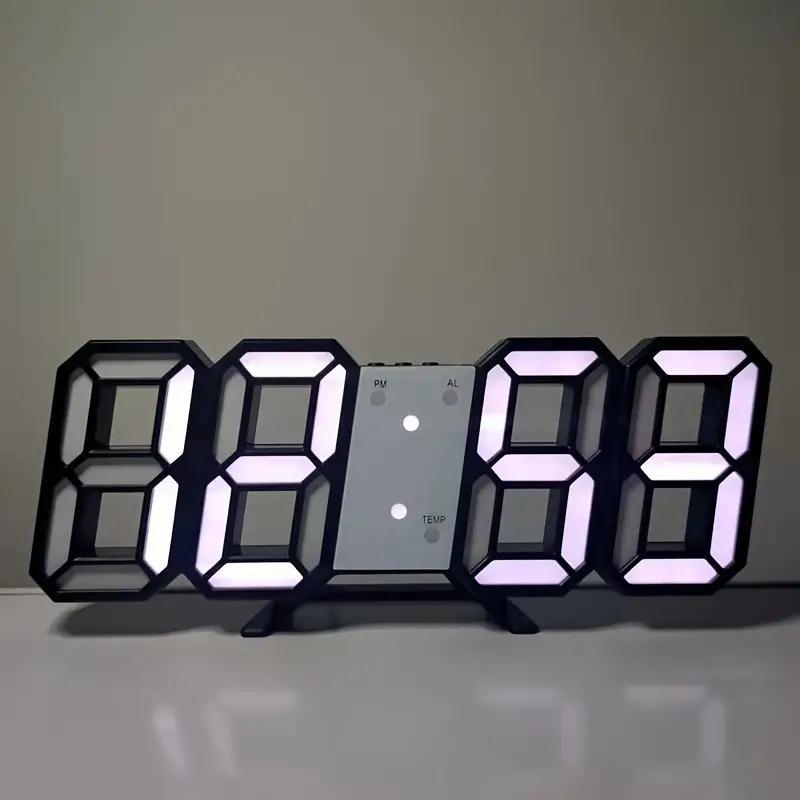 3D LED Digital Clock for Room Decor, LED Electronic Wall Clock, Luminous Alarm Clock with Silent Stereo Sound Alarm Clock, Perfect for Bedroom Living Room Home Decoration, Dorm Essentials