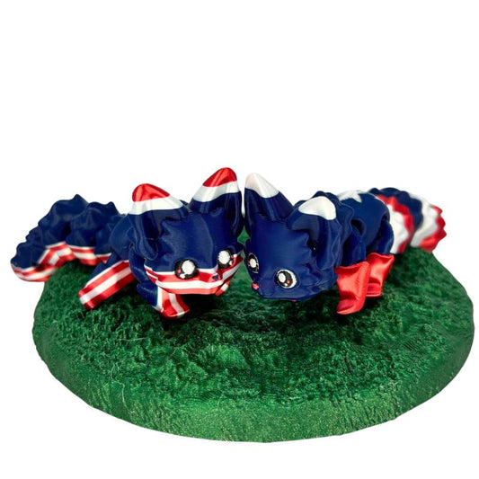 Americana Fox  - 3d Printed Patriotic Fox Figurine Decor