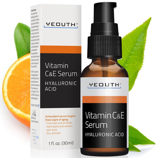 YEOUTH Vitamin C Serum for Face with Hyaluronic Acid, Vitamin C Skincare Comfort for a Brighter, More Even Complexion Facial Hydrating Radiance