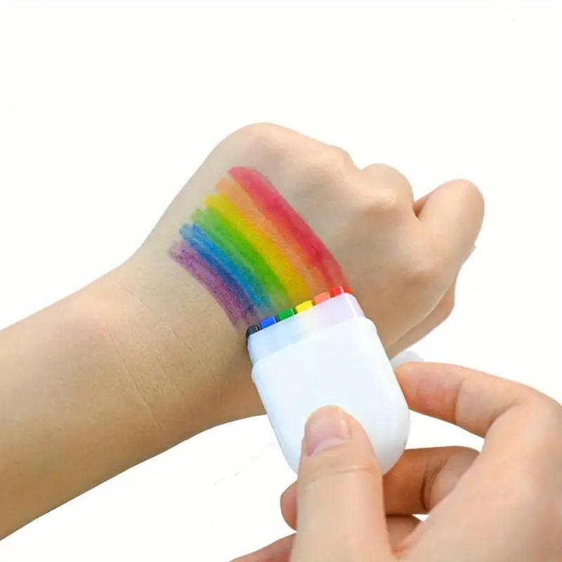 Rainbow Face & Hand Wax Pen (3 Counts), 6 Color Body Painting Pen, Party Holiday Decoration Supplies