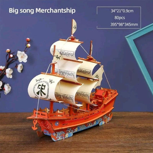 Special Gift puzzle 3D Song Dynasty Merchant Ship for decor home holiday DIY 3D special home decor Wooden Puzzle diy gifts decor dynasty song merchant ship