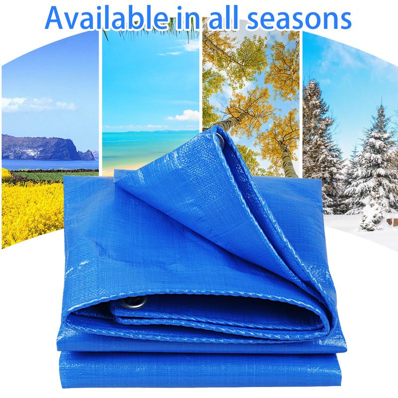 Tarp Waterproof Heavy Duty Blue Tarpaulin 11Mil Thicken 8x16 Ft - Anti-UV Waterproof Tarp Cover with Grommets Multipurpose for Boat Pool Roof Outdoor