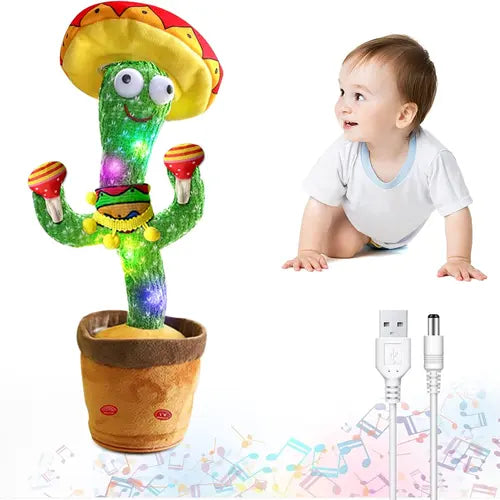 Dancing and Singing Cactus Toy ,Repeat What You Said and Emit Colored Lights Cactus Toy ,USB Charging, Sing 120 Songs, Fun Toy Gifts for Boys and Girls