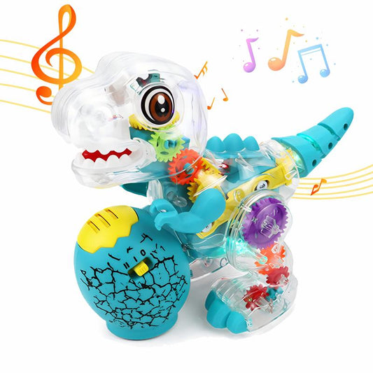 Unique Transparent Gear Dinosaur Toy With Light And Music