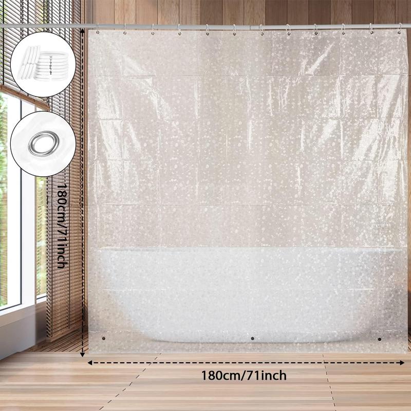 Plastic Shower Curtain, 1 Count Modern Simple Waterproof Shower Curtain with 12pcs Hooks, Decorative Bathroom Accessories for Home Dormitory Salon Hotel