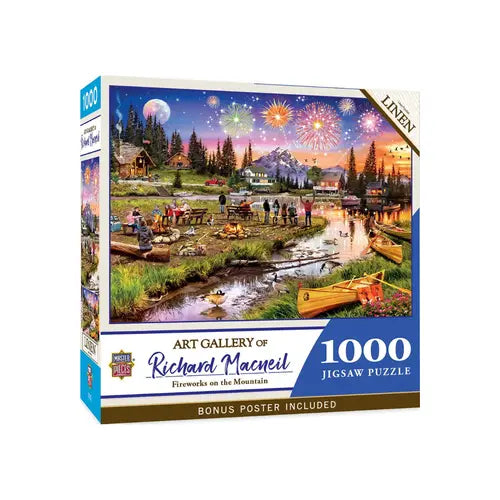 MasterPieces Art Gallery 1000 Piece Jigsaw Puzzle - Fireworks on the Mountain - Eco-Friendly, Tight Interlocking Fit, Bonus Poster Included