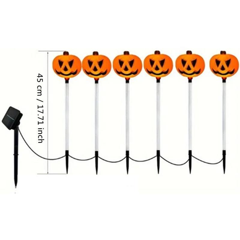 Room Decor Pumpkin Design Solar Powered Light, 6 Counts/set Outdoor Halloween Decoration Light, Waterproof Light for Garden Patio Yard Pathway