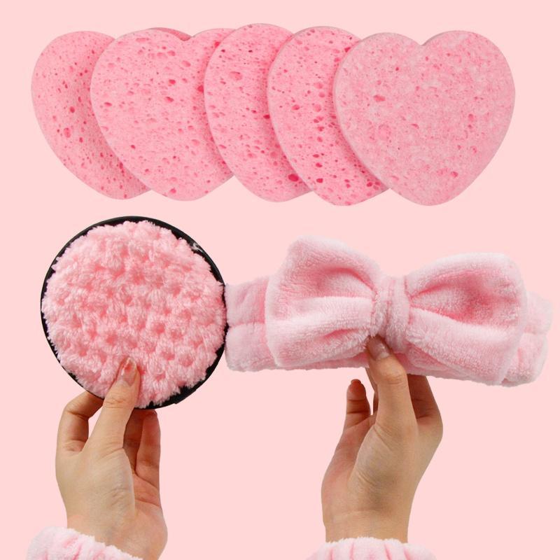 Face Washing Tool Set, 9pcs/set Face Washing Pads & Headband & Wristbands, Soft Face Washing Puffs, Headband and Wrist Straps, Facial Cleansing Tool Set, Skincare Tool