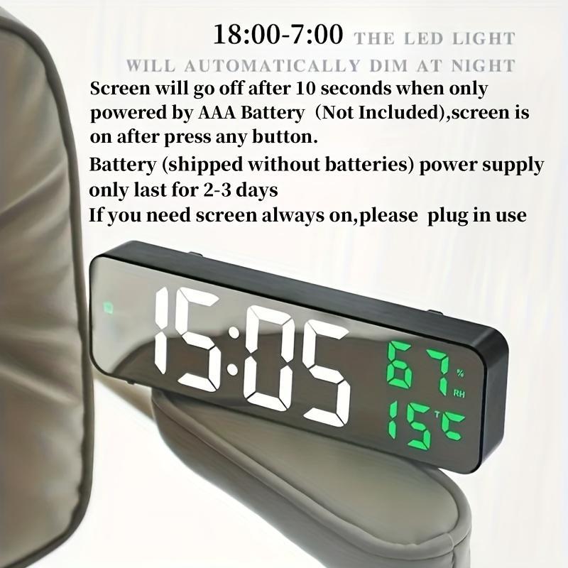 USB Powered Large Digital Wall Clock, Temperature & Humidity Date Display Alarm Clock, 12/24H Electronic LED Clock?[Battery Required, without Battery]