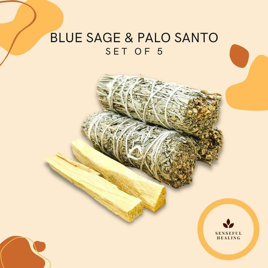 Blue Sage & Palo Santo (Set of 5) Smudging Kit for Manifesting Intention