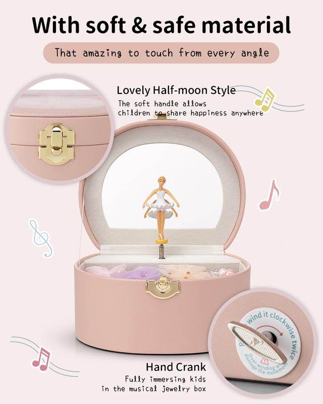 VLANDO Musical Jewelry Box for Girls, Gifts for children, Small Kid Music Box with Ballerina for Birthday Bedroom Decor, Gifts for Girls Kids