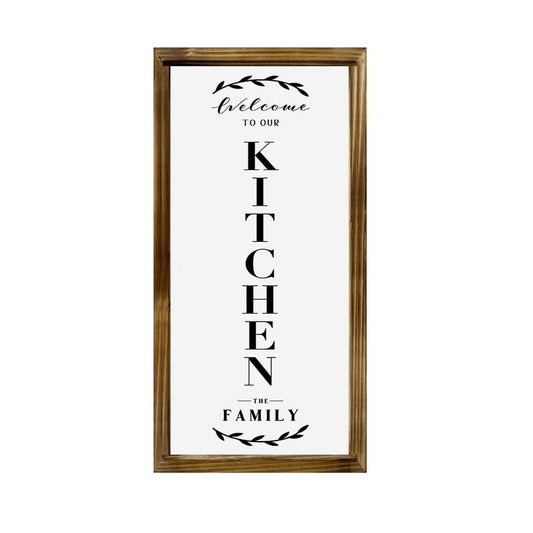 Wooden Letter Pattern Hanging Sign, 1 Count Welcome Sign for Front Door Kitchen Decor, Modern Hanging Pictures for Home