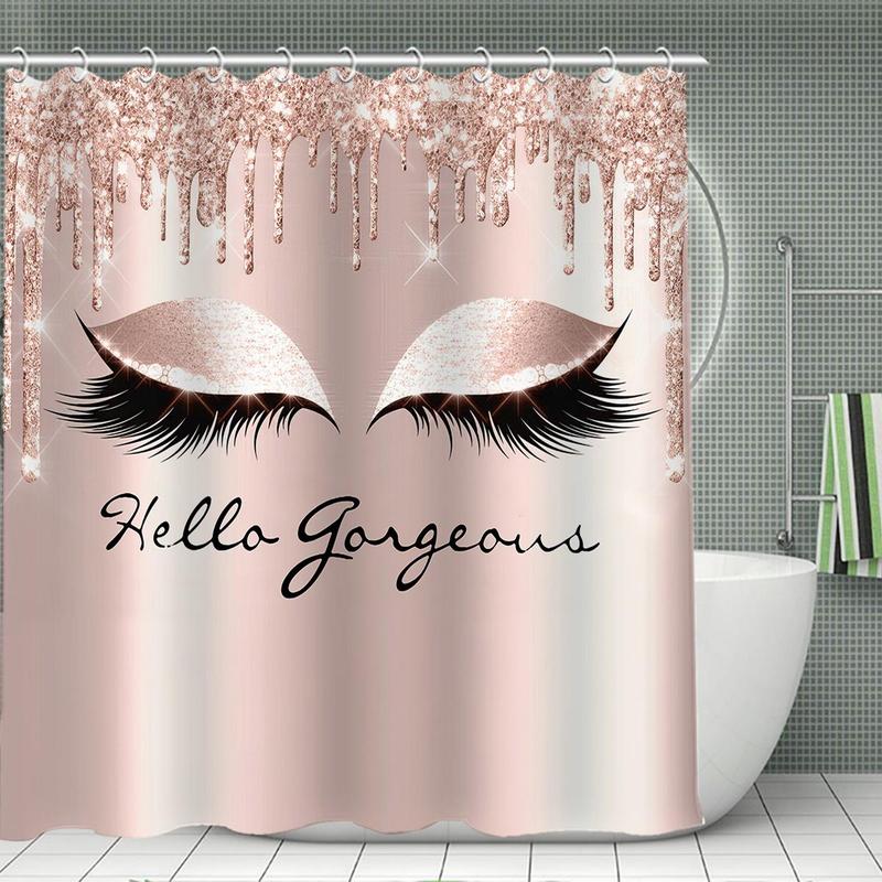 Eyelashes Pattern Shower Curtain & Toilet Mat & Toilet Lid Cover, Bathroom Decoration, Bathroom Accessories for Home Decor