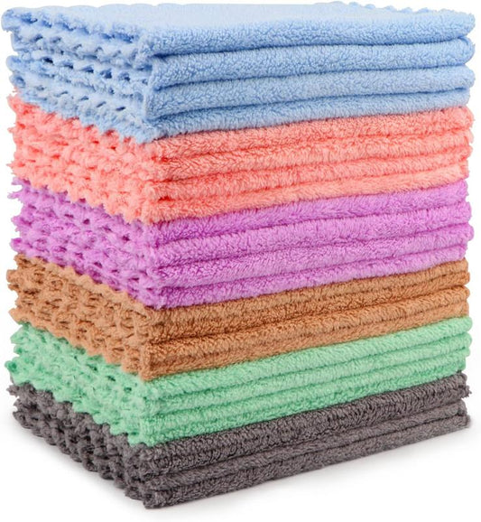 50 Pack,Soft Reusable Dish Towels 7X9inches (6 Colors Assorted) Cleaning Kitchen