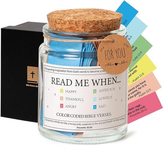 Bible Verses in a Jar,Read Me When Bible Verses Jar for Emotions and Feelings,Mothers Day Gifts for Mom,Back To School Teacher Appreciation Gift,Scripture Prayer Jar,Christian Gifts for Women