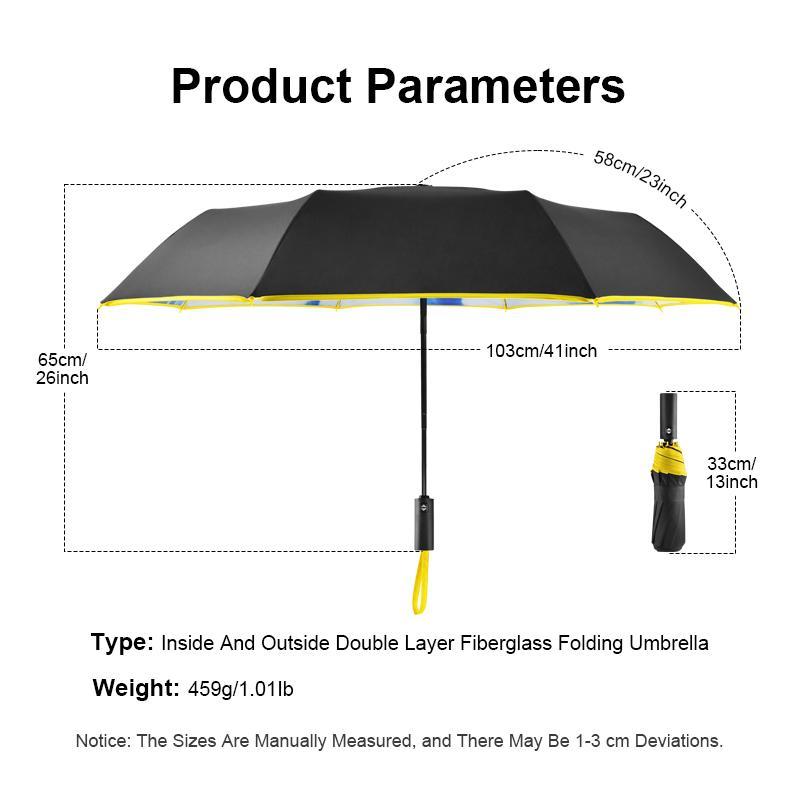 Foldable Automatic Open & Close Umbrella, 1 Count Durable Double-sided Umbrella for Men & Women, Rain & Sun Protection Umbrella