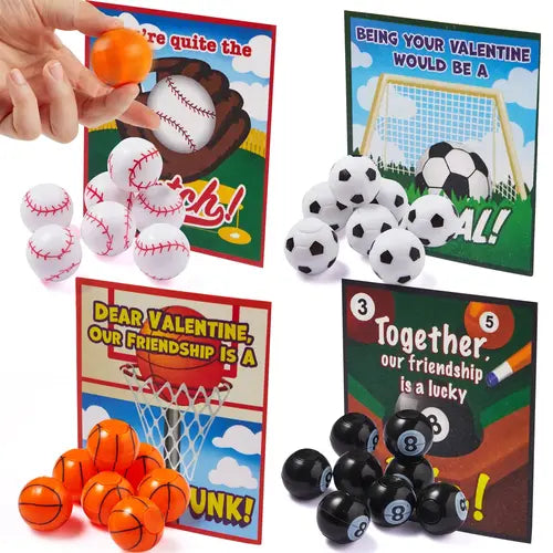 28pcs  Spinner Ball with Valentines Gift Cards