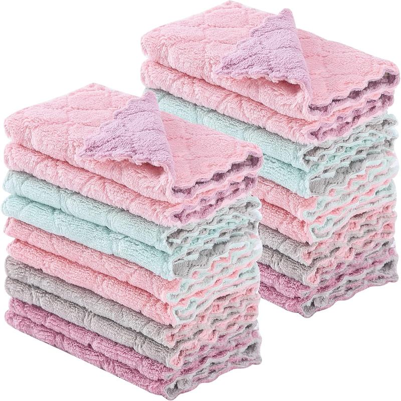 20 Pack Kitchen Dish Cloths Dish Towels,Super Absorbent Coral Fleece Cloth, Premium Dishcloths