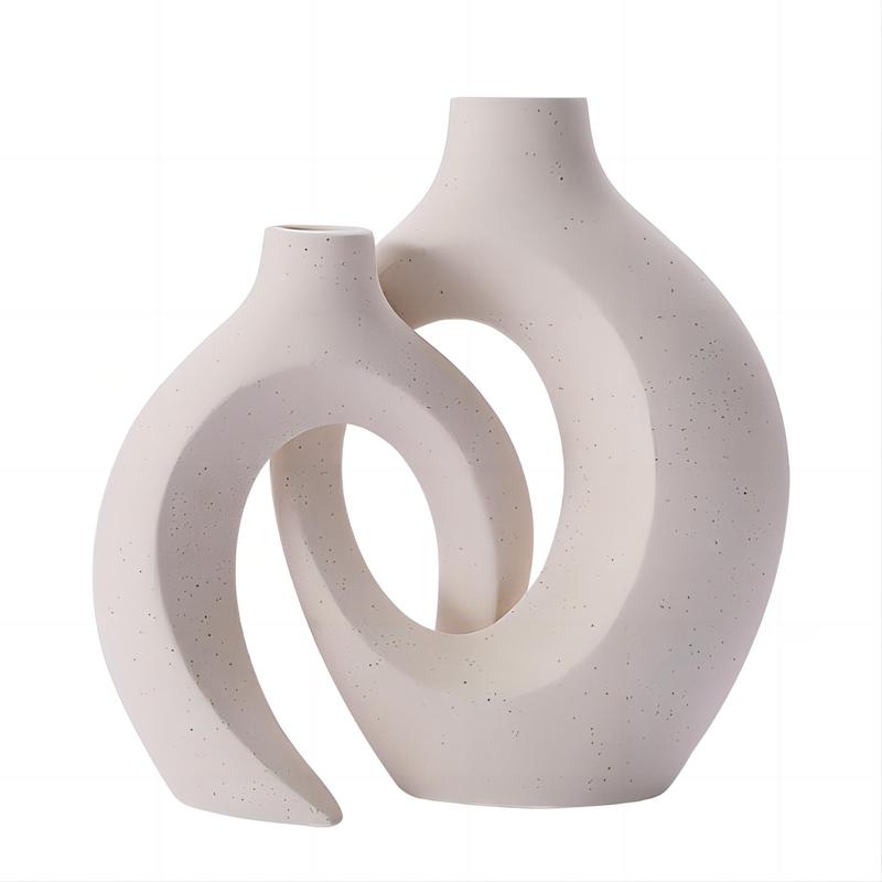 European Style Ceramic Vase Combination, 2pcs/set Creative Minimalist Design Vase, Decorative Ornament for Home Living Room Office