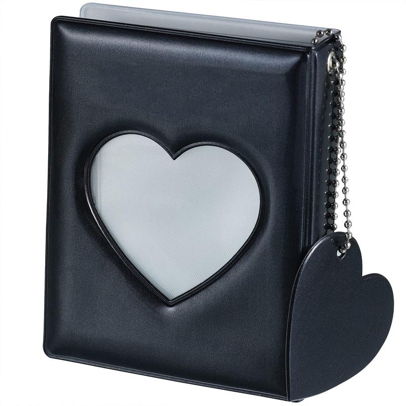 3 Inch Mini Photo Album, Kpop Photocard Holder Book 32 Pockets, Love Heart Hollow Photocard with Mirror-Like Photocard Binder, Love Heart Pendant Decor Gift