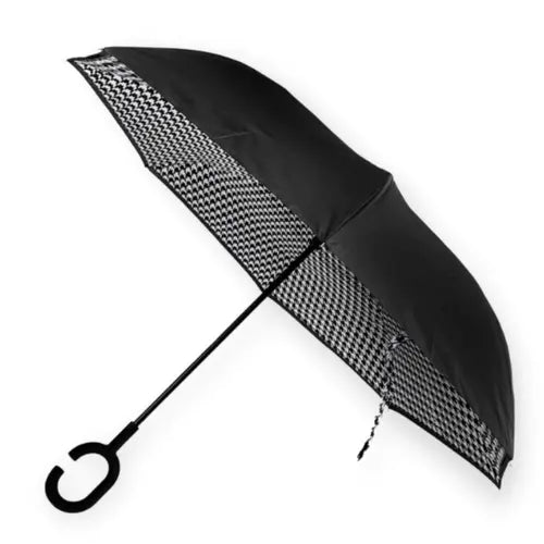 Black Houndstooth Inverted Umbrella - Academy