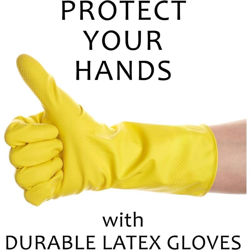 3 Pack Yellow Cleaning Gloves, Professional Natural Rubber Latex Gloves, 3 Pairs(Good thing)