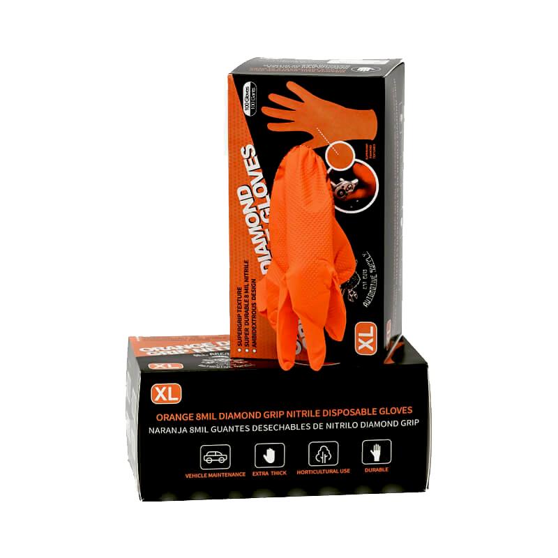 Orange A3Supply Diamond Grip Nitrile 8MIL. Glove, 1000count, X-Large