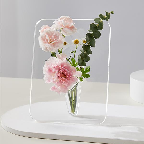 Frame Flower Vase - Clear Acrylic Vases for Flowers, Modern Art Vases for Home Decor, Unique Decorative Vases for Desktops Bookshelf Bedroom Living Room Wedding House Warming Gifts Ornaments